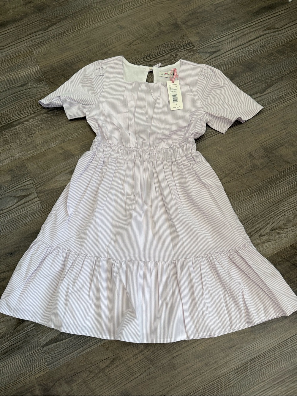 Vineyard Vines Lavender & White Striped Smocked Waist Dress